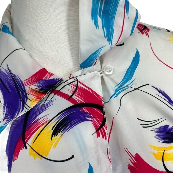 Vintage 90’s Rhoda Lee Blouse Button Down Paintbrush Pink Purple 16 - Picture 3 of 9